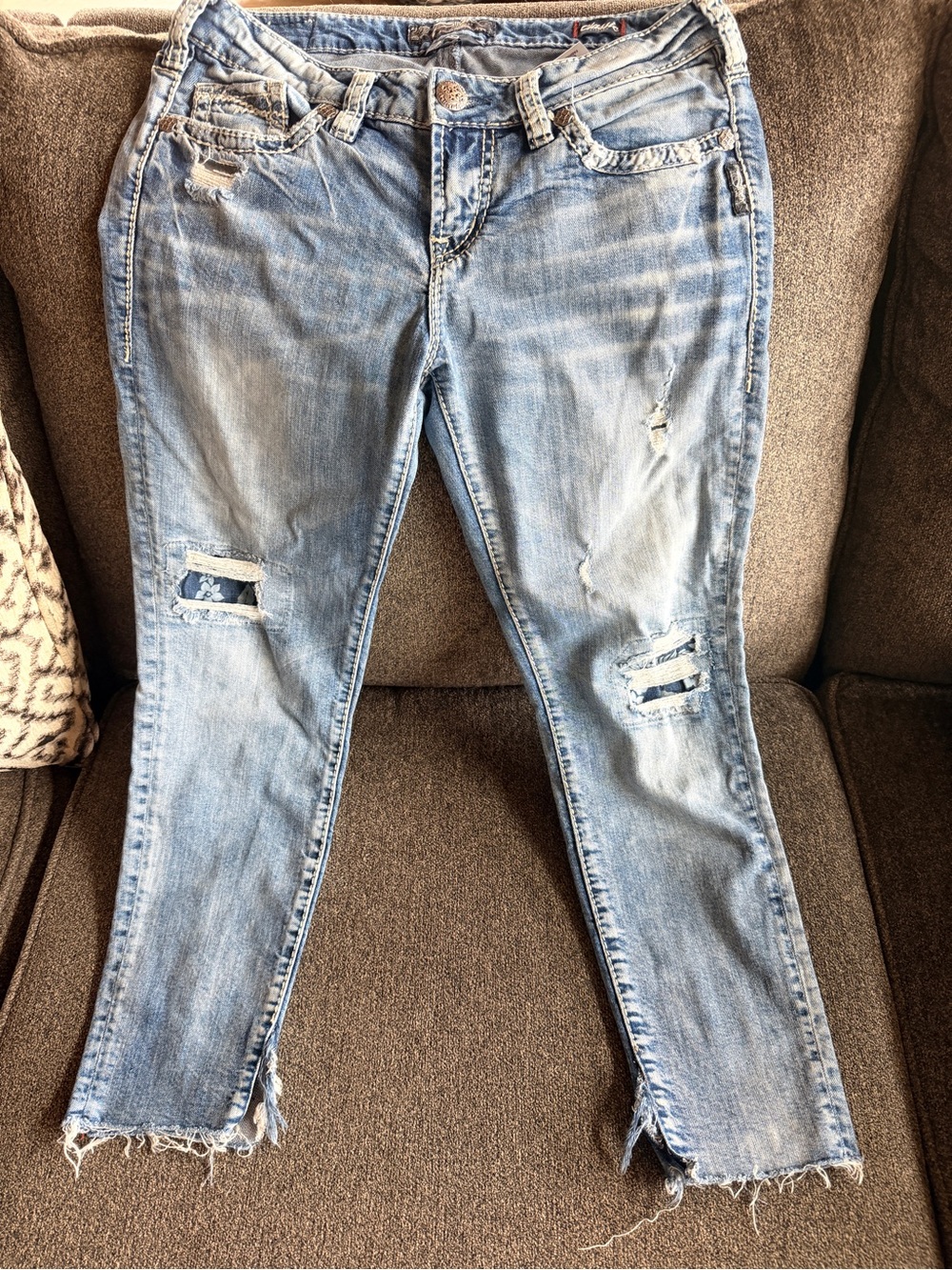 Silver Jeans Light Blue Distressed Skinny Jeans